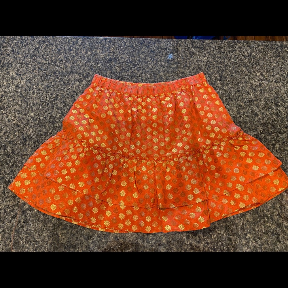 Copper and gold mini skirt